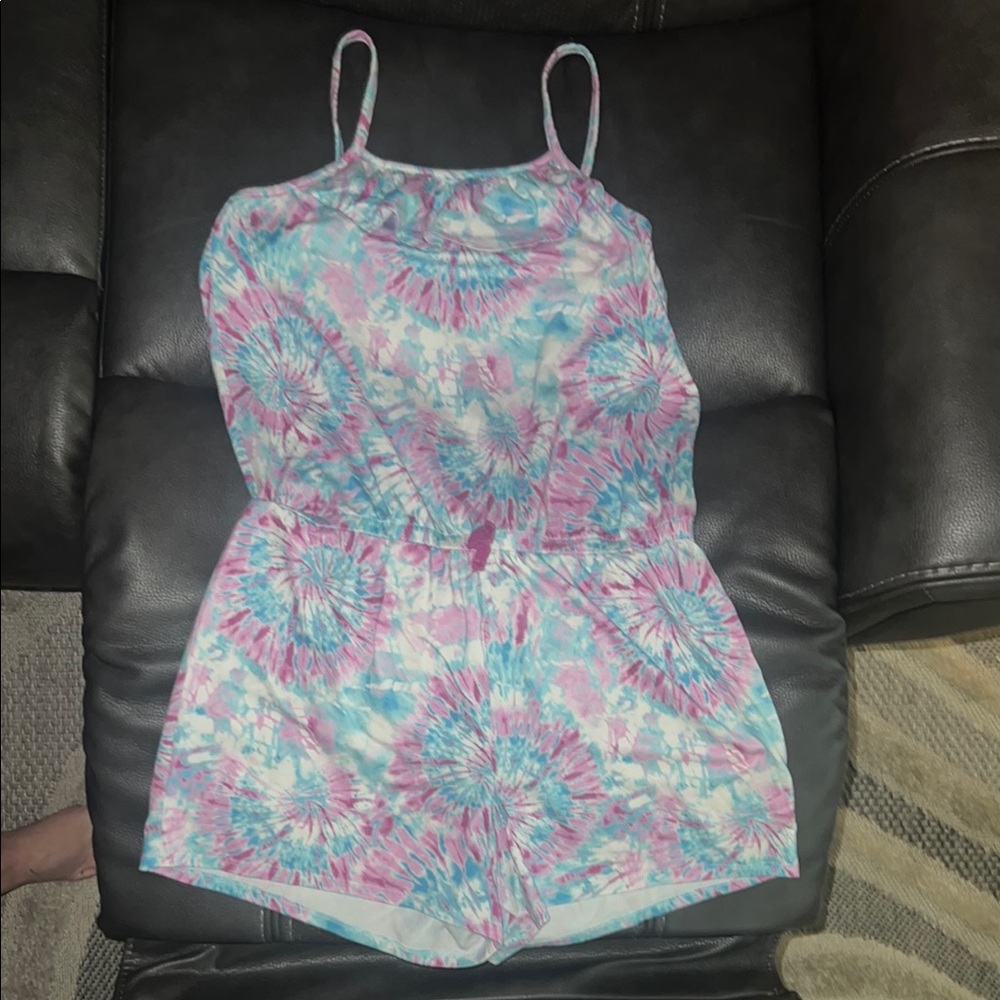 Pink and Blue Floral Shorts Jumpsuit